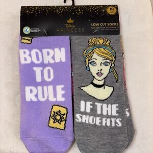 Disney PRINCESS Women's Low Cut Socks 10 Pair Shoe Size 4-10 Cinderella NEW